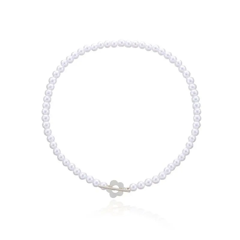 Beads Women's Neck Chain Kpop Pearl Choker Necklace Gold Color Jewelry On The Neck Pendant - Blade & Thread
