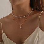 Beads Women's Neck Chain Kpop Pearl Choker Necklace Gold Color Jewelry On The Neck Pendant nowadaysfashion