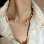 Beads Women's Neck Chain Kpop Pearl Choker Necklace Gold Color Jewelry On The Neck Pendant nowadaysfashion