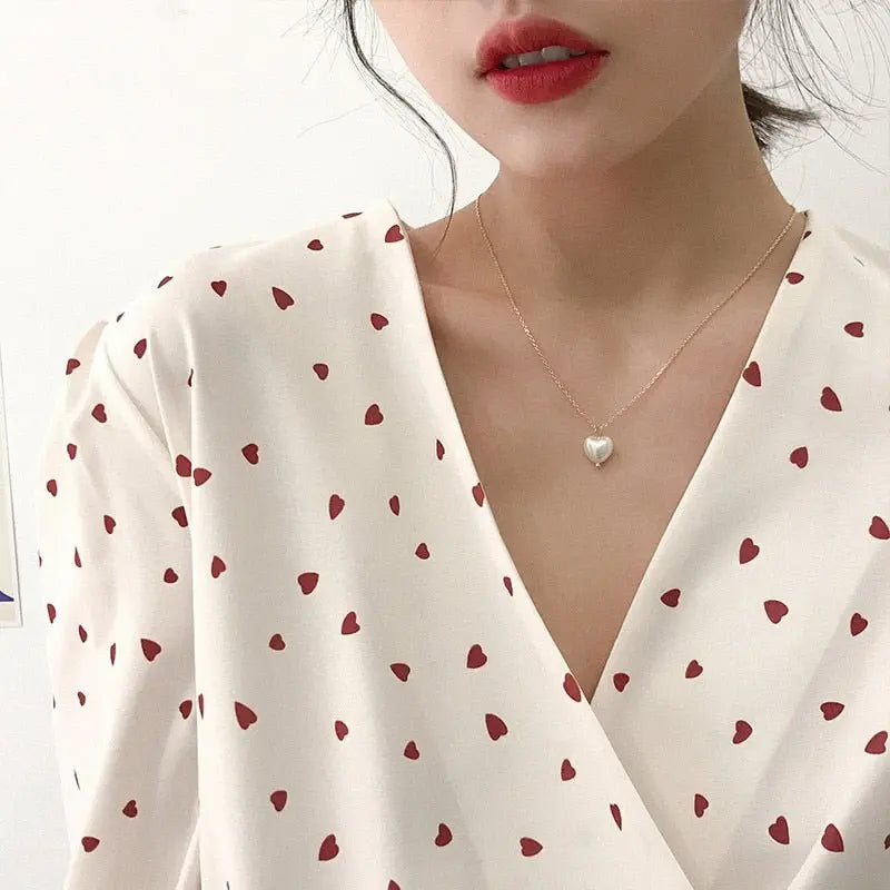 Beads Women's Neck Chain Kpop Pearl Choker Necklace Gold Color Jewelry On The Neck Pendant - Blade & Thread