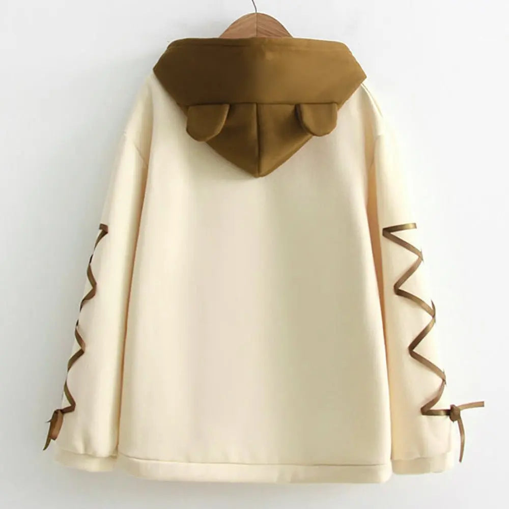 Bear Cap Hoodies Sweatshirt Top Womens Long Sleeve Cute Sweat Hooded Jumper nowadaysfashion