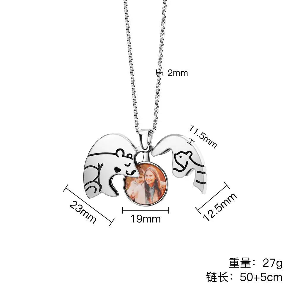 Bear Hug Heart Necklace Photo Box nowadaysfashion