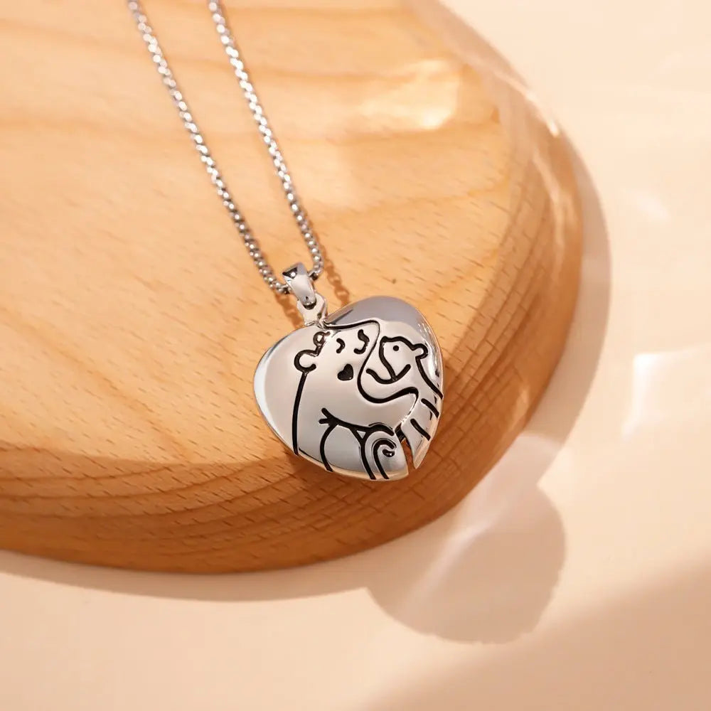 Bear Hug Heart Necklace Photo Box nowadaysfashion