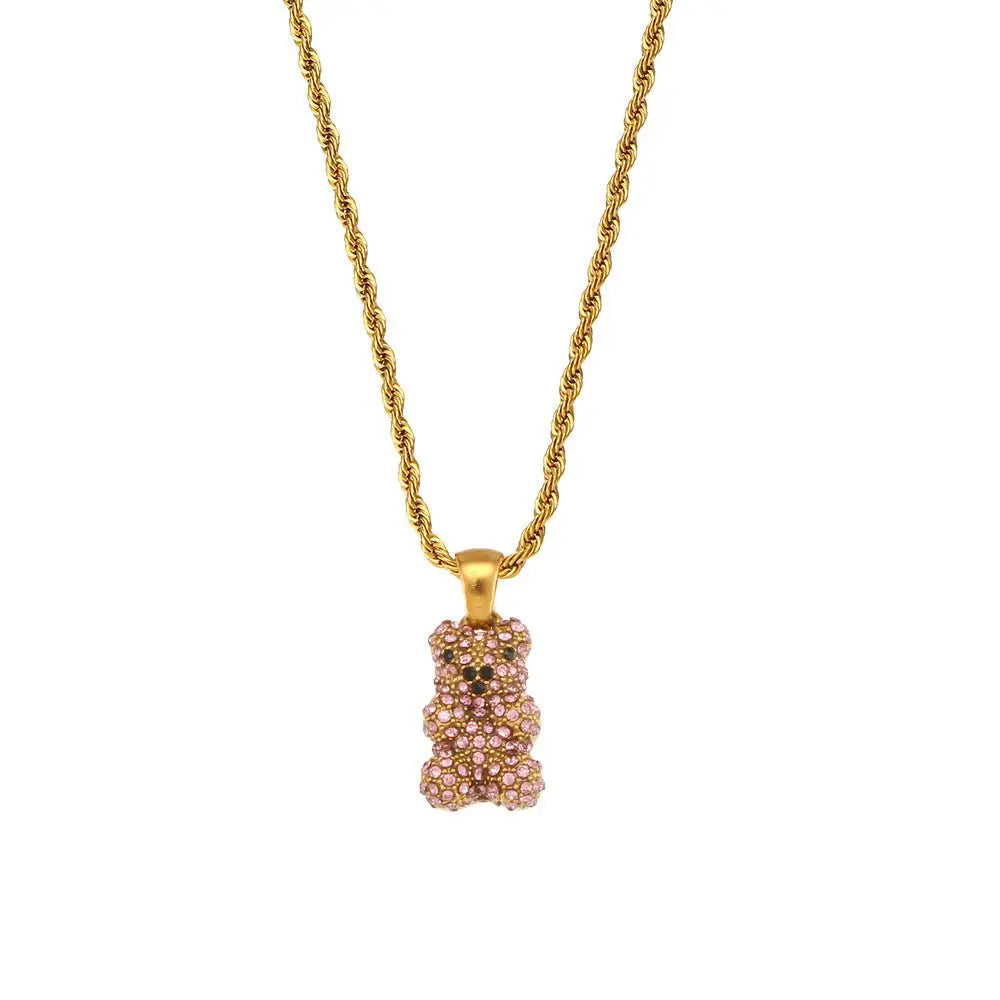 Bear pendant 18K zirconium necklace nowadaysfashion