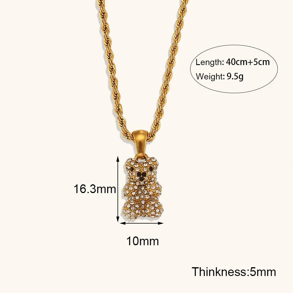 Bear pendant 18K zirconium necklace - Blade & Thread