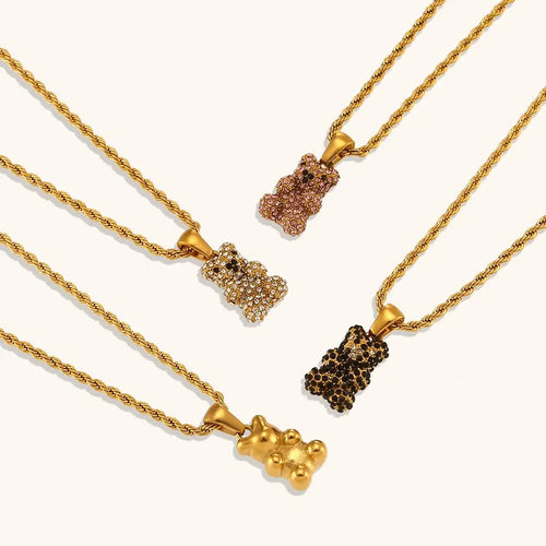Bear pendant 18K zirconium necklace nowadaysfashion