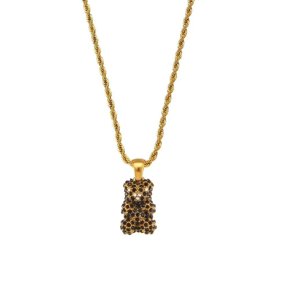 Bear pendant 18K zirconium necklace - Blade & Thread