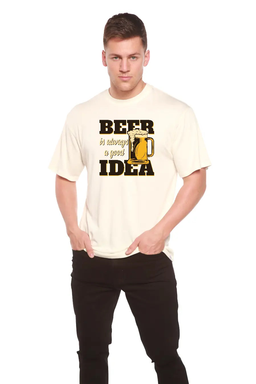 Beer Idea Men's Bamboo Viscose/Organic Cotton Short Sleeve Graphic T-Shirt Spun Bamboo