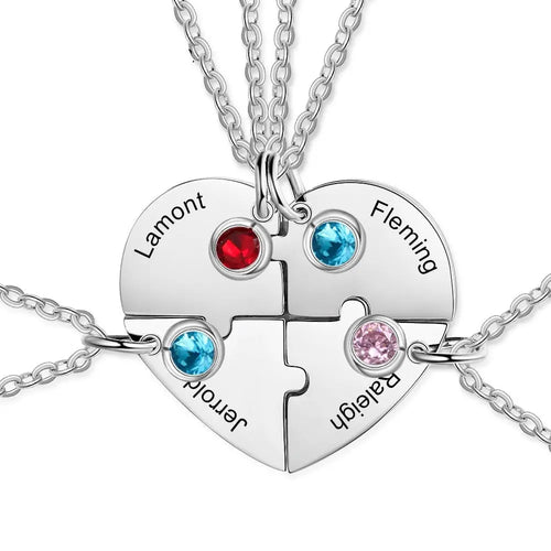 BFF Heart Shaped Friendship Birthstone Necklace with for 4 Friends nowadaysfashion