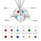 BFF Heart Shaped Friendship Birthstone Necklace with for 4 Friends nowadaysfashion
