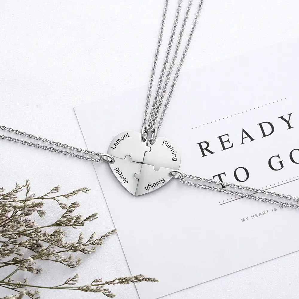 BFF Heart Shaped Friendship Birthstone Necklace with for 4 Friends - Blade & Thread