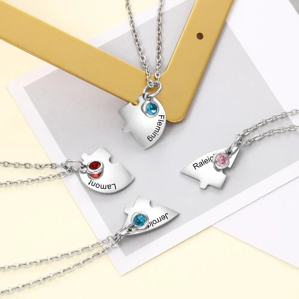 BFF Heart Shaped Friendship Birthstone Necklace with for 4 Friends - Blade & Thread