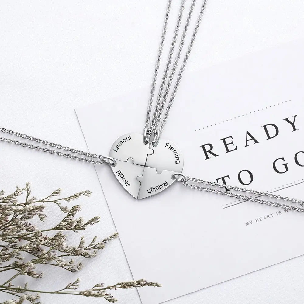 BFF Heart Shaped Friendship Birthstone Necklace with for 4 Friends nowadaysfashion