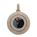 Big Size Custom Photo Rotating Pendant Necklace Full Iced Out Cubic Zirconia Hip Hop Jewelry nowadaysfashion