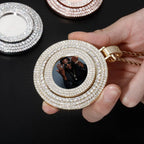 Big Size Custom Photo Rotating Pendant Necklace Full Iced Out Cubic Zirconia Hip Hop Jewelry nowadaysfashion