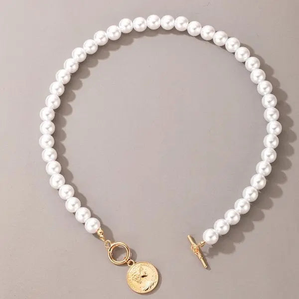 Big White Imitation Pearl Beads Choker Clavicle Chain Necklace For Women Wedding Jewelry - Blade & Thread