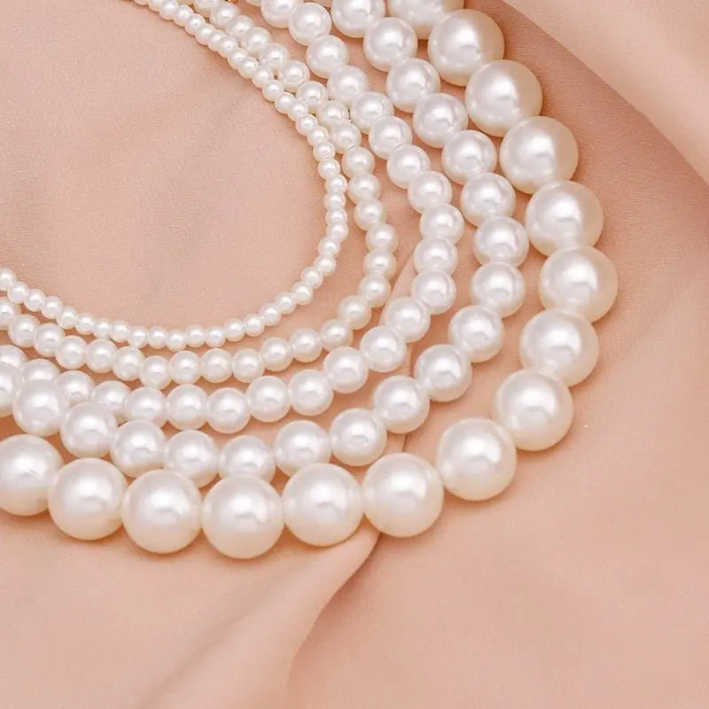 Big White Imitation Pearl Beads Choker Clavicle Chain Necklace For Women Wedding Jewelry nowadaysfashion