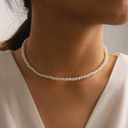 Big White Imitation Pearl Beads Choker Clavicle Chain Necklace For Women Wedding Jewelry nowadaysfashion