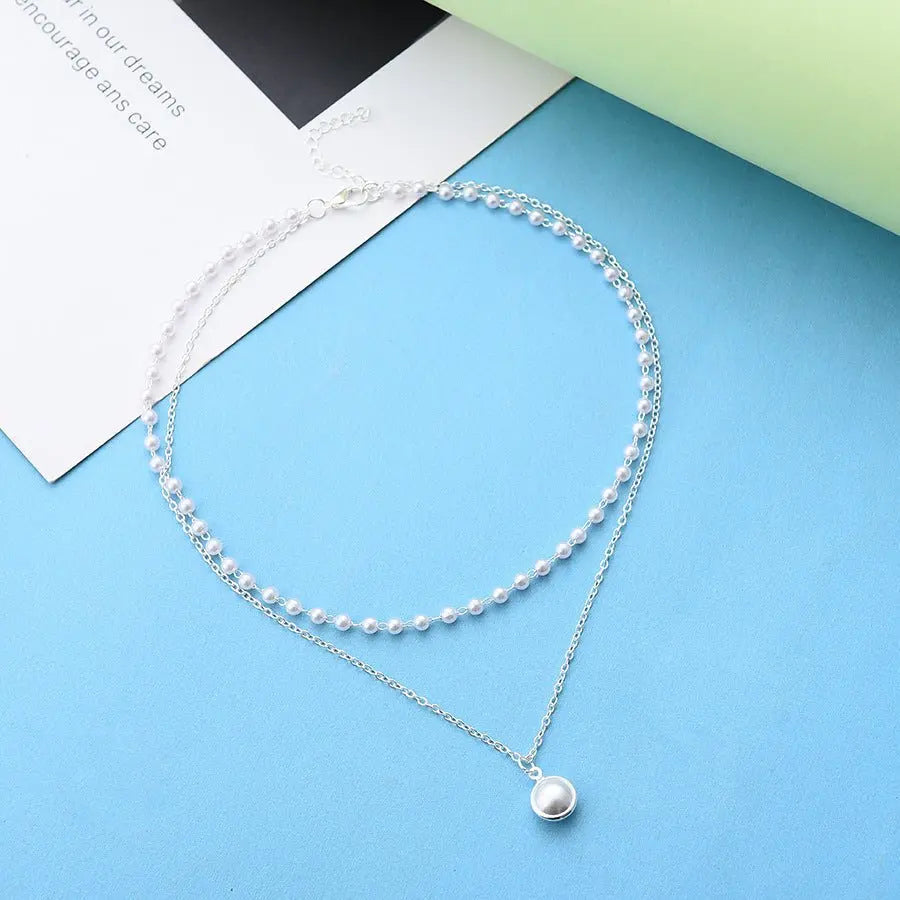 Big White Imitation Pearl Beads Choker Clavicle Chain Necklace For Women Wedding Jewelry - Blade & Thread