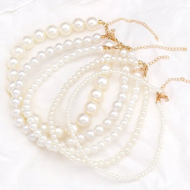 Big White Imitation Pearl Beads Choker Clavicle Chain Necklace For Women Wedding Jewelry nowadaysfashion
