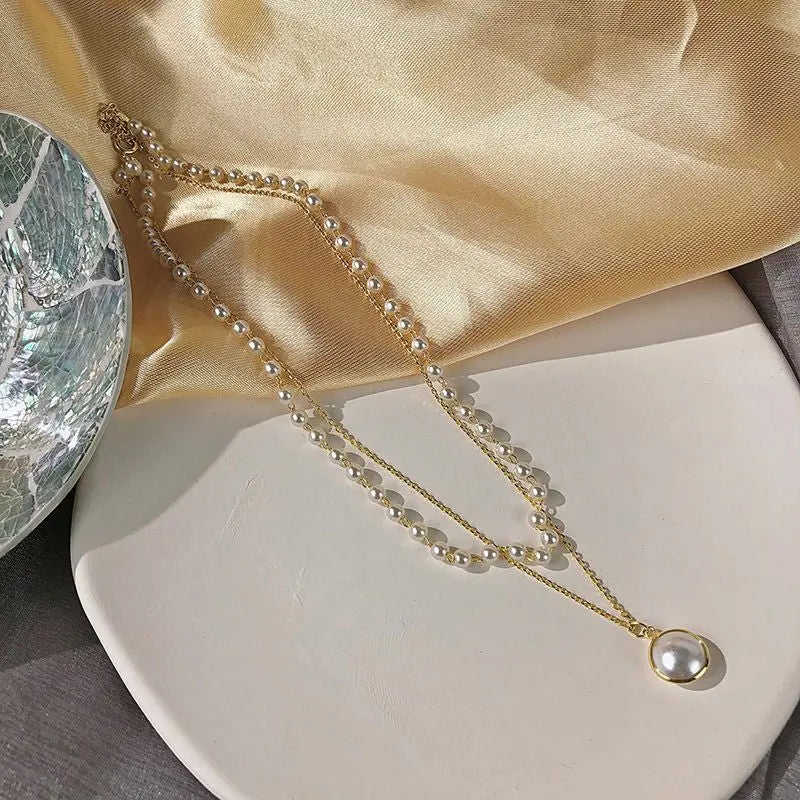 Big White Imitation Pearl Beads Choker Clavicle Chain Necklace For Women Wedding Jewelry nowadaysfashion