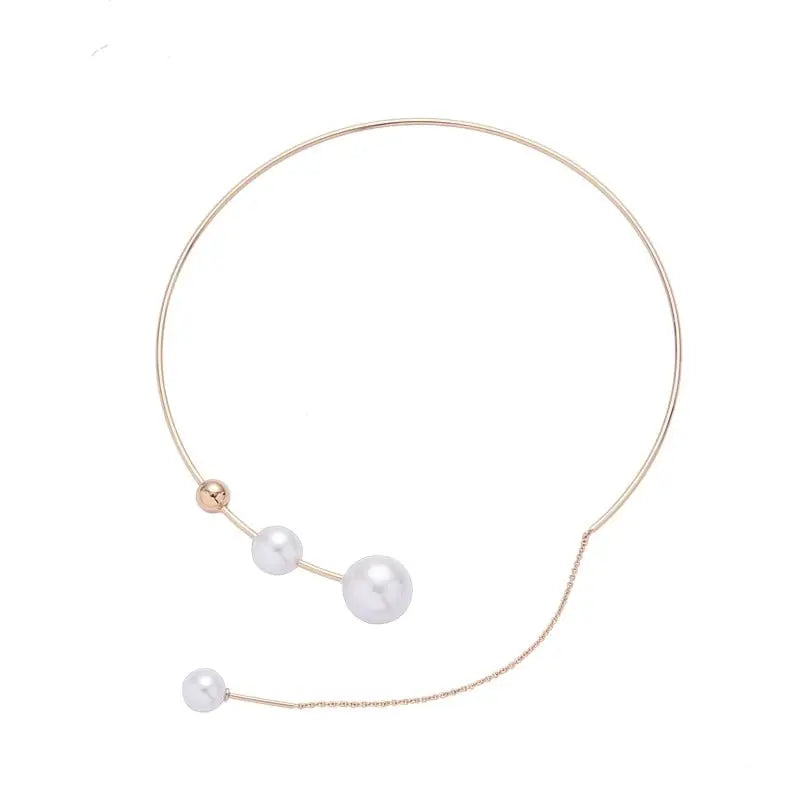 Big White Imitation Pearl Choker Necklace Clavicle Chain Fashion Necklace - Blade & Thread
