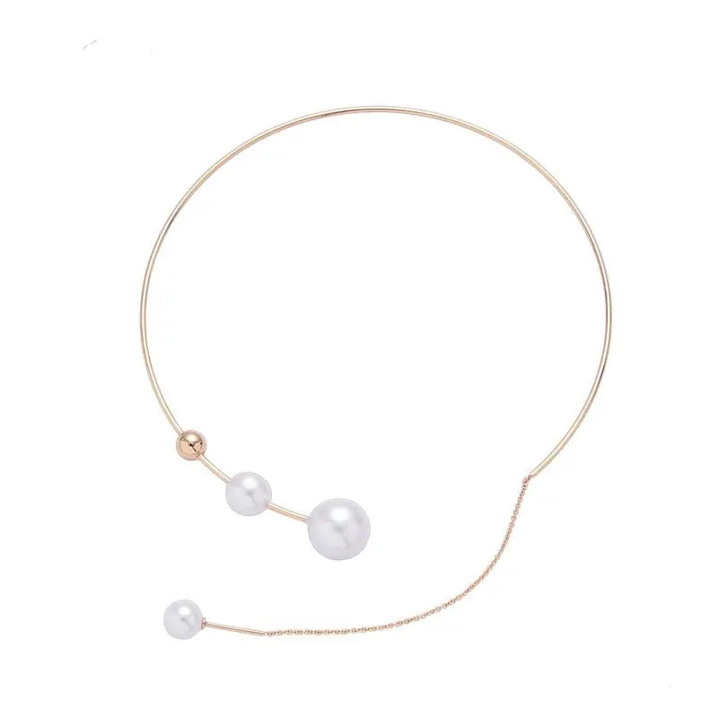 Big White Imitation Pearl Choker Necklace Clavicle Chain Fashion Necklace - Blade & Thread
