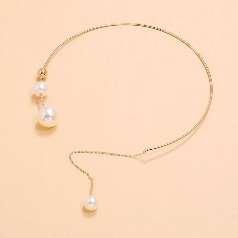Big White Imitation Pearl Choker Necklace Clavicle Chain Fashion Necklace - Blade & Thread