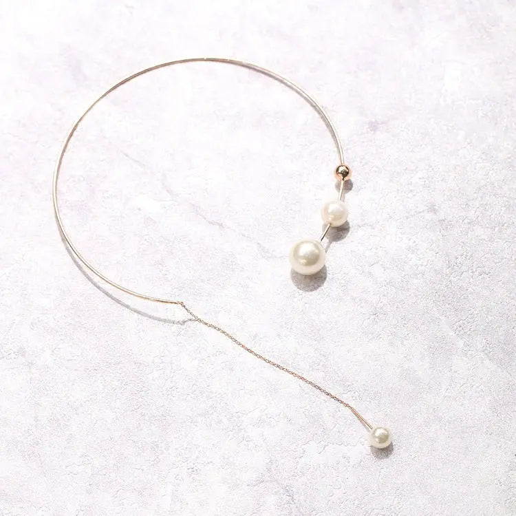 Big White Imitation Pearl Choker Necklace Clavicle Chain Fashion Necklace - Blade & Thread