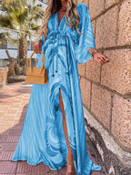 Bikini Cover Ups Print Maxi Dress for Women Summer Bohemian Beach Sexy Floral Tunic Long Dress nowadaysfashion