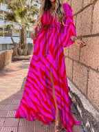 Bikini Cover Ups Print Maxi Dress for Women Summer Bohemian Beach Sexy Floral Tunic Long Dress nowadaysfashion