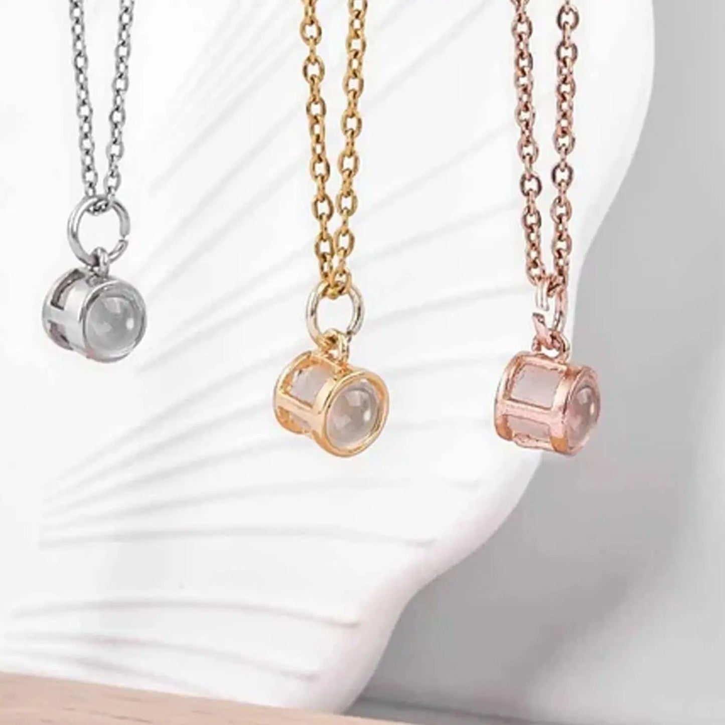 Birth Flowers Customized Projection Photo Necklaces Memorial Birthday Gift - Blade & Thread