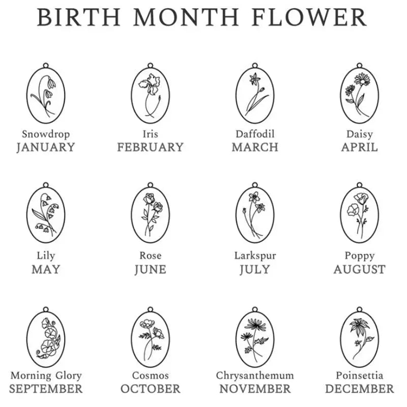 Birth Mother Flower Neckalce New Month Necklace For Mom Gold Color Oval Pendant Necklace nowadaysfashion
