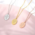 Birth Mother Flower Neckalce New Month Necklace For Mom Gold Color Oval Pendant Necklace nowadaysfashion