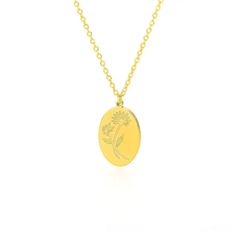 Birth Mother Flower Neckalce New Month Necklace For Mom Gold Color Oval Pendant Necklace nowadaysfashion