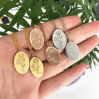 Birth Mother Flower Neckalce New Month Necklace For Mom Gold Color Oval Pendant Necklace nowadaysfashion