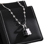 Black and white love bear necklace nowadaysfashion