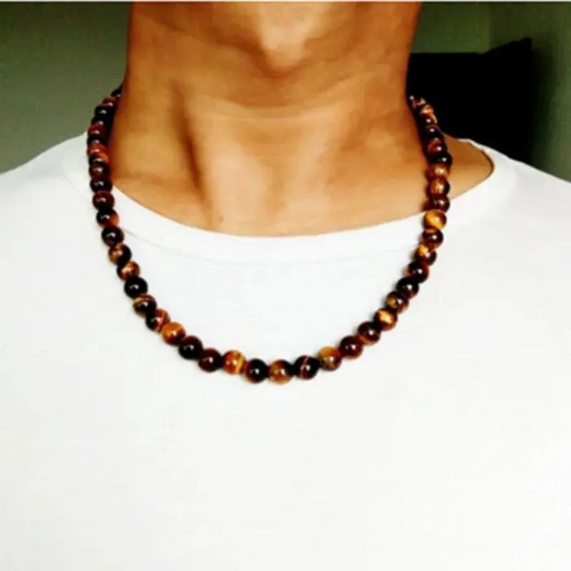 black bead necklace Yellow Tiger Eye Choker Rock Beads Necklace - Blade & Thread