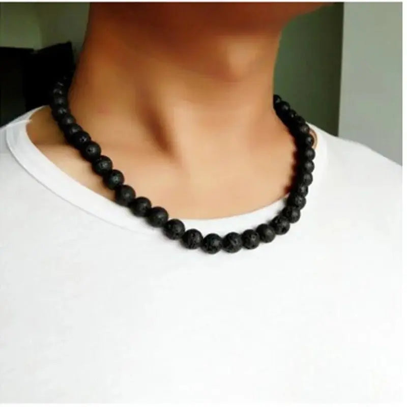 black bead necklace Yellow Tiger Eye Choker Rock Beads Necklace - Blade & Thread