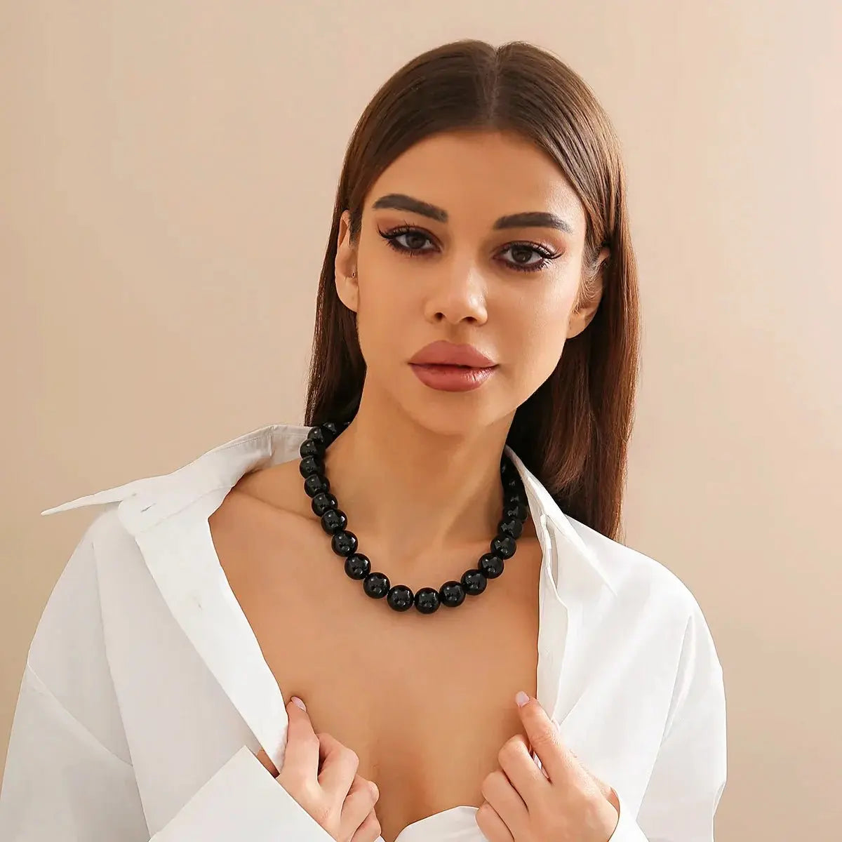 black bead necklace - Blade & Thread
