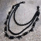 Black bicycle chain spring spiked three-layer metal trouser chains nowadaysfashion