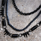 Black bicycle chain spring spiked three-layer metal trouser chains nowadaysfashion