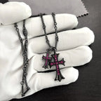 black double cross diamond Bamboo necklace nowadaysfashion