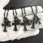 black double cross diamond Bamboo necklace nowadaysfashion