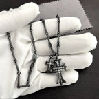 black double cross diamond Bamboo necklace nowadaysfashion