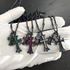 black double cross diamond Bamboo necklace nowadaysfashion