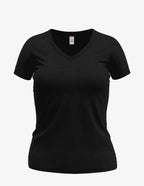 Black Wonder V-Neck 8650 women's top by SpectraUSA, front view showing V-neckline and fitted style.