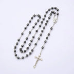 Black gallstone round bead rosary necklace nowadaysfashion