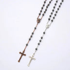 Black gallstone round bead rosary necklace nowadaysfashion