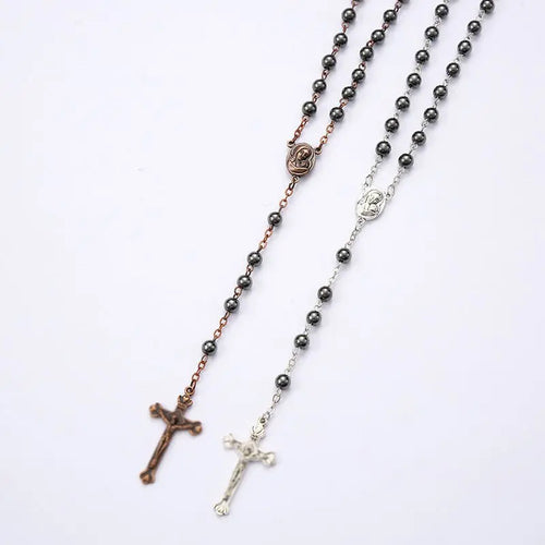 Black gallstone round bead rosary necklace nowadaysfashion